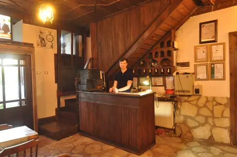 The hotel reception desk